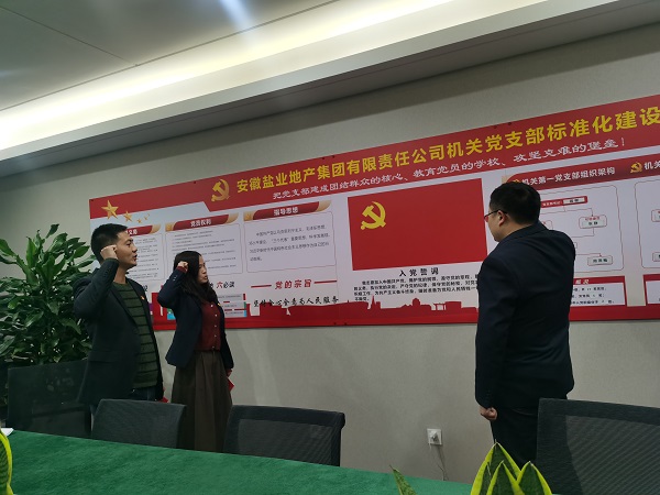 安徽鹽業(yè)地產(chǎn)集團機關(guān)第一黨支部開(kāi)展“佩黨徽、誦誓詞、贈黨章、上黨課”黨員教育活動(dòng)